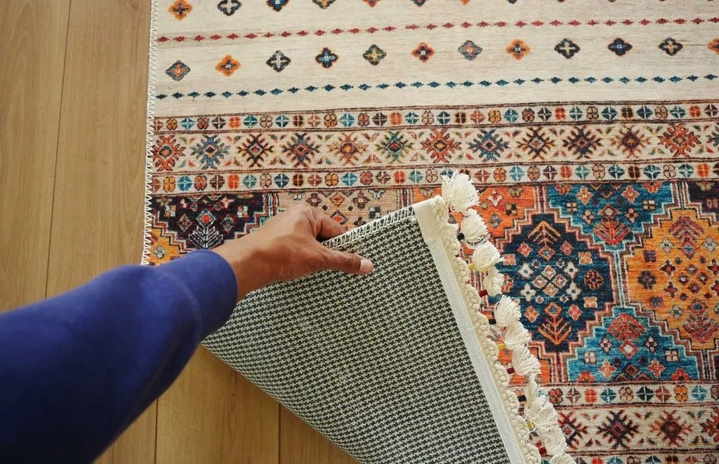 Area rug after fabric protector treatment