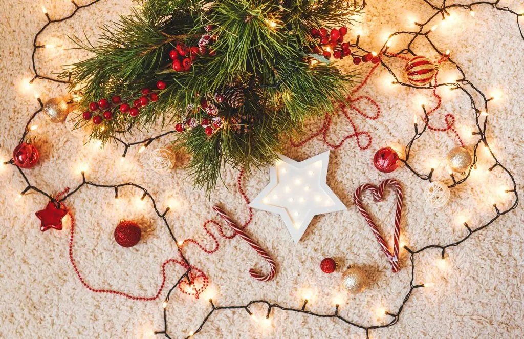 Wool carpet with holiday decor