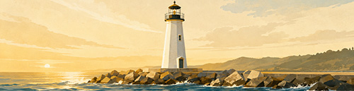 Illustration inspired by the Walton Lighthouse in Santa Cruz